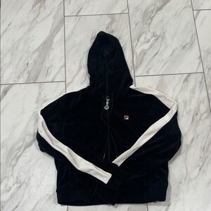 Fila Black Hoodie with White Stripes